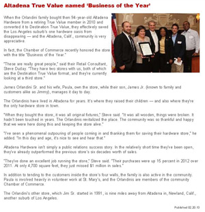 Altadena True Value named ‘Business of the Year’